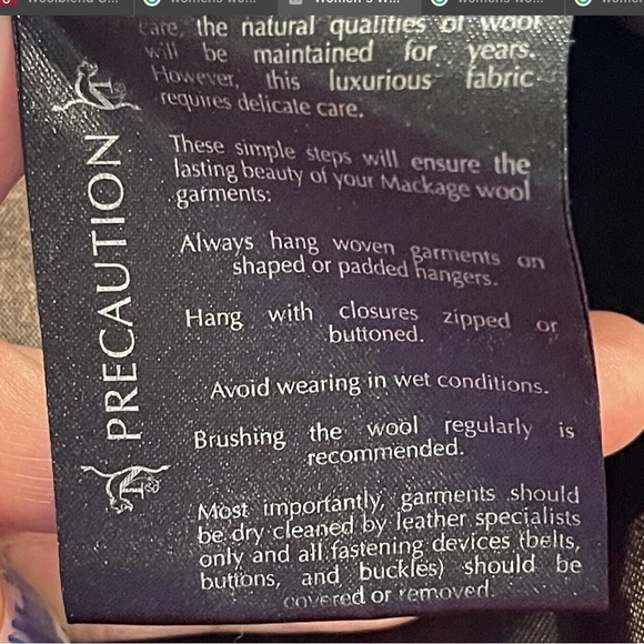 Mackage Black Wool Button Up Jacket Sz M EUC - Picture 12 of 13